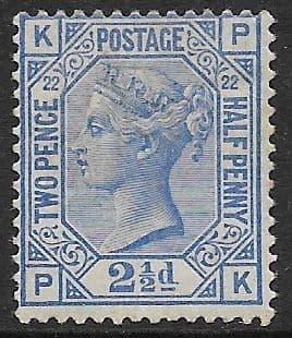 SG157 2½d Blue Plate 22  MOUNTED Mint (Queen Victoria Surface Printed Stamps)