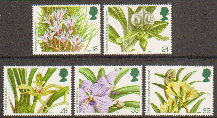 SG1659-1663 1993 Orchid Stamp Set