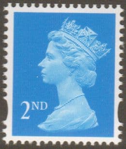 SG1664 2nd Class Bright Blue NVI Machin Stamp Centre Band De La Rue