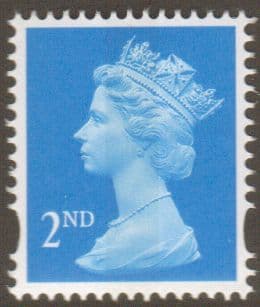 SG1664 2nd Class Bright Blue NVI Machin Stamp Centre Band Enschede