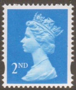 SG1664 2nd Class Bright Blue NVI Machin Stamp Centre Band Harrison
