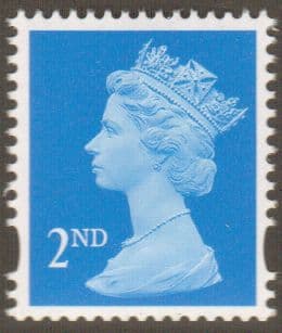 SG1664 2nd Class Bright Blue NVI Machin Stamp Centre Band Walsall