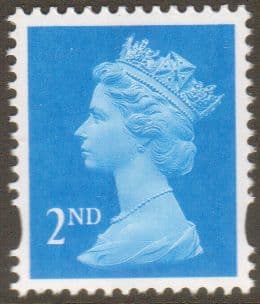SG1664a 2nd Class Bright Blue NVI Machin Stamp Centre Band Perf 14