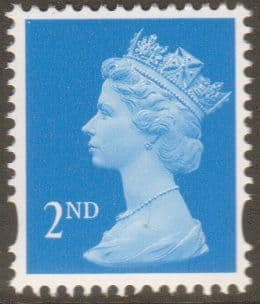 SG1665 2nd Class Bright Blue NVI Machin Stamp Right Band