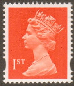 SG1667 1st Class Orange NVI Machin Stamp 2 Phosphor Bands Harrison