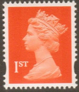 SG1667 1st Class Orange NVI Machin Stamp 2 Phosphor Bands Questa