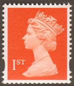 SG1667 1st Class Orange NVI Machin Stamp 2 Phosphor Bands Walsall