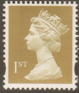 SG1668 1st Class Gold NVI Machin Stamp 2 Phosphor Bands Harrison