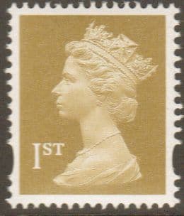 SG1668 1st Class Gold NVI Machin Stamp 2 Phosphor Bands Questa
