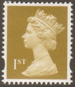SG1668 1st Class Gold NVI Machin Stamp 2 Phosphor Bands Walsall