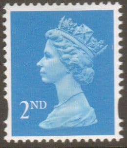 SG1670 2nd Class Bright Blue NVI Machin Stamp Centre Band Questa