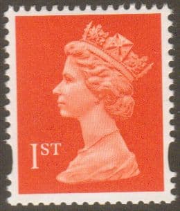 SG1671 1st Class Orange NVI Machin Stamp 2 Phosphor Bands Questa