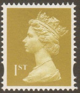SG1672 1st Class Gold NVI Machin Stamp 2 Phosphor Bands Walsall Litho