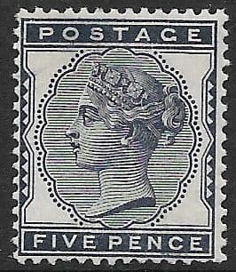 SG169 5d Indigo 1880-81 MOUNTED Mint (Queen Victoria Surface Printed Stamps)
