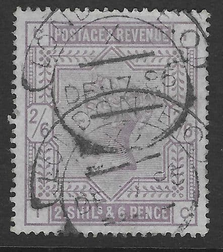 SG175 2/6d Lilac Used Stamp I-C Blued Paper 'London' hooded cancels