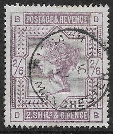 SG178 2/6d Lilac Used Stamp D-B (Slight Rub Top Left)