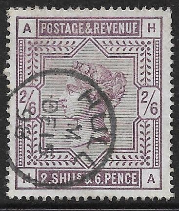 SG178 2/6d Lilac Used Stamp H-A (couple short perfs)