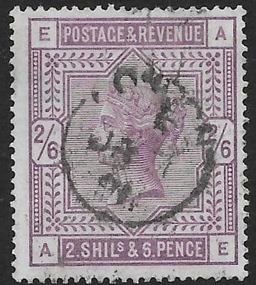 SG179 2/6d Deep Lilac Used Stamp A-E No Faults