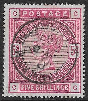 SG180 5/- Rose Used Stamp C-C No Faults