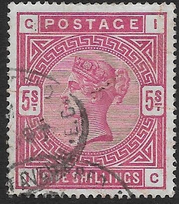 SG180 5/- Rose Used Stamp I-C No Faults