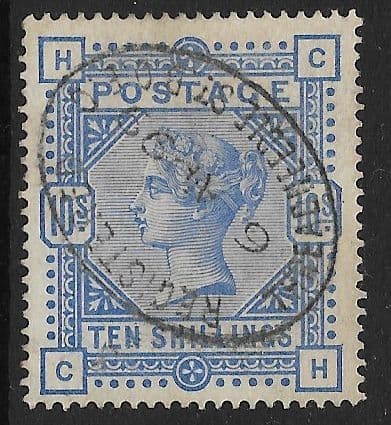 SG183 10/- Ultramarine  Used Stamp C-H No Faults