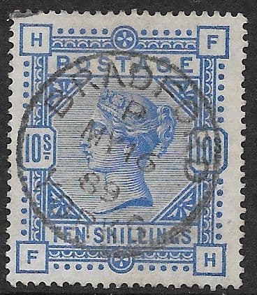 SG183 10/- Ultramarine Used Stamp F-H No Faults