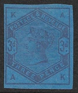SG191var Imperf Colour Trial in Purple on Deep Blue Unwatermarked Paper MOUNTED Mint