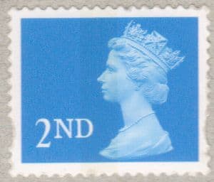 SG1976 2nd Class Bright Blue NVI Machin Stamp Centrte Band Self Adhesive