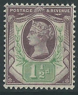 SG198 1½d Purple & Green 1887 Jubilee Issue MOUNTED Mint (Queen Victoria Surface Printed Stamps)