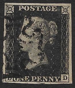 SG2 1840 Penny Black Plate 10 D-D 4 Margin