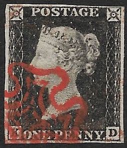 SG2 1840 Penny Black Plate 1a K-D 4 Margin