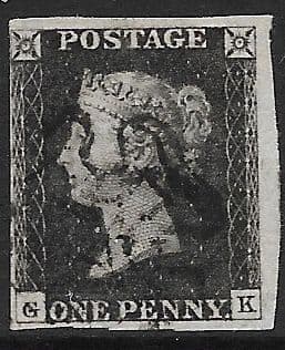 SG2 1840 Penny Black Plate 1b G-K 3 Margin