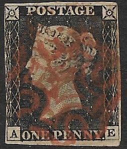 SG2 1840 Penny Black Plate 2 A-E 3 Margin