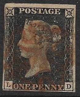 SG2 1840 Penny Black Plate 2 L-D 3 Margin