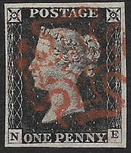 SG2 1840 Penny Black Plate 2 N-E 4 Margin