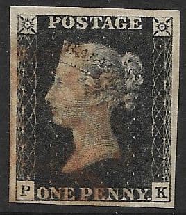 SG2 1840 Penny Black Plate 2 P-K 4 Margin