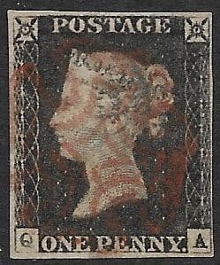 SG2 1840 Penny Black Plate 2 Q-A 3 Margin