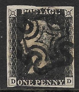 SG2 1840 Penny Black Plate 3 D-D 4 Margin
