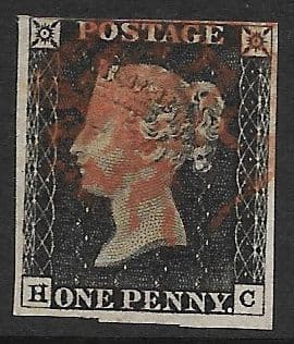 SG2 1840 Penny Black Plate 3 H-C 3 Margin
