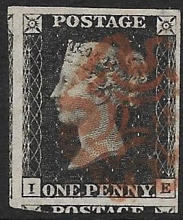 SG2 1840 Penny Black Plate 3 I-E 4 Margin