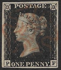SG2 1840 Penny Black Plate 3 P-F 4 Margin