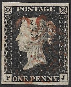 SG2 1840 Penny Black Plate 3 P-J 4 Margin
