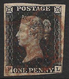 SG2 1840 Penny Black Plate 4 F-L 4 Margin