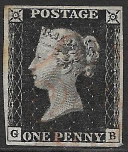 SG2 1840 Penny Black Plate 4 G-B 4 Margin