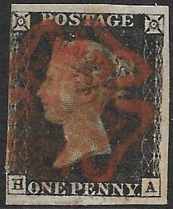 SG2 1840 Penny Black Plate 4 H-A 3 Margin