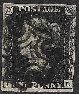 SG2 1840 Penny Black Plate 4 I-B 4 Margin