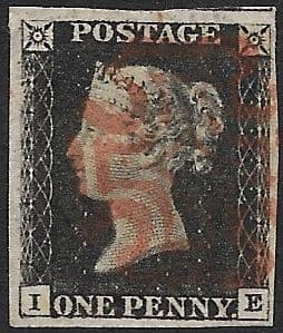 SG2 1840 Penny Black Plate 4 I-E 4 Margin