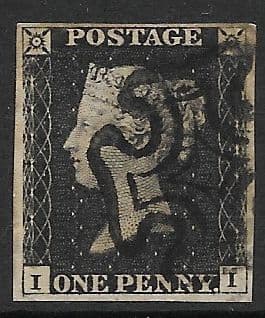 SG2 1840 Penny Black Plate 4 I-I 4 Margin