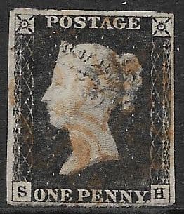 SG2 1840 Penny Black Plate 4 S-H 3 Margin