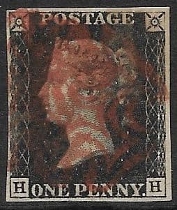 SG2 1840 Penny Black Plate 5 H-H 4 Margin